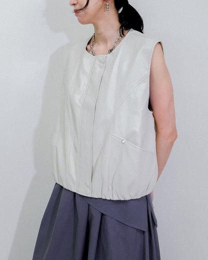 Fake Leather Vest [603423] beige(05)