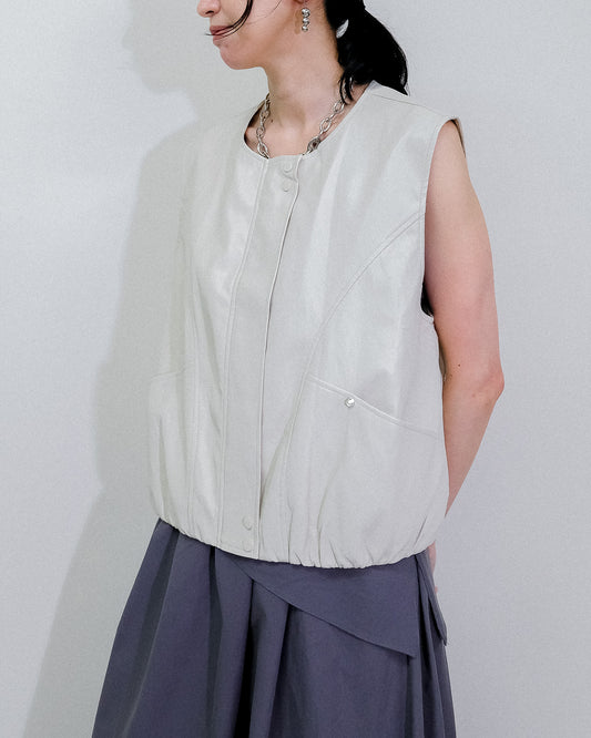 Fake Leather Vest [603423] beige(05)