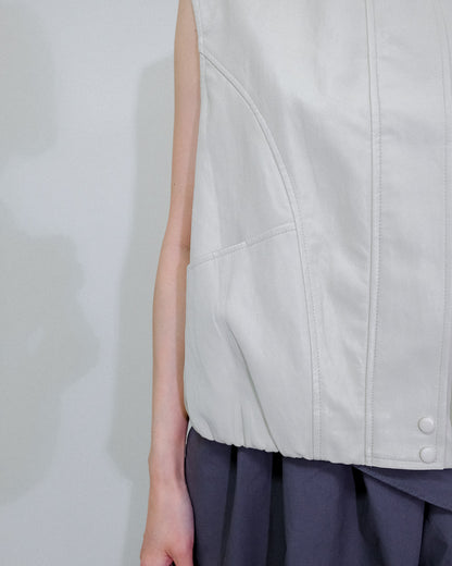 Fake Leather Vest [603423] beige(05)