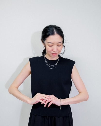 Shoulder Padd Kint Tops [603409] black(99)