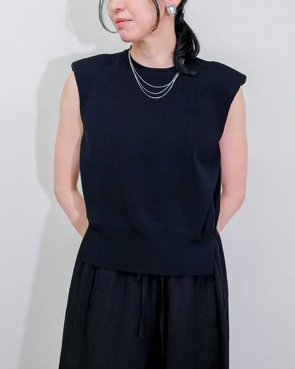 Shoulder Padd Kint Tops [603409] black(99)
