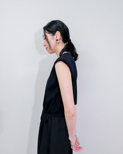 Shoulder Padd Kint Tops [603409] black(99)