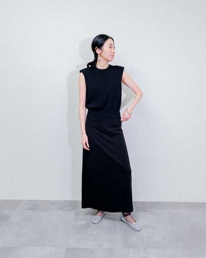 Shoulder Padd Kint Tops [603409] black(99)