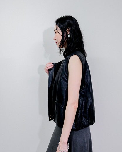 Fake Leather Vest [603423] black(99)