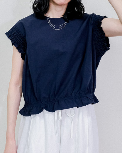 Gather Sleeve Blouse [603412] navy(49)