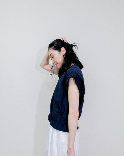 Gather Sleeve Blouse [603412] navy(49)