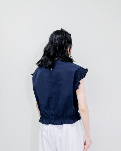 Gather Sleeve Blouse [603412] navy(49)