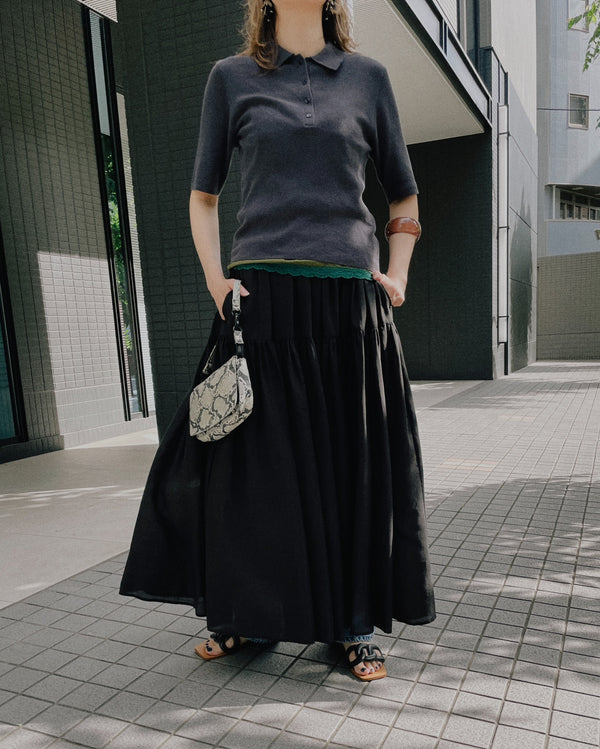 【Summer SALE!!】Gather Tiered Skirt [603398] black(99)