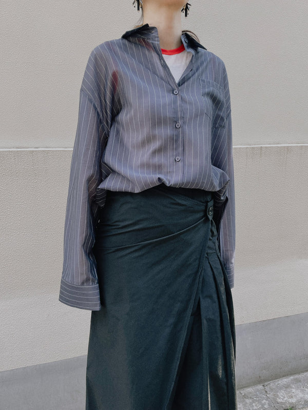 【Summer SALE!!】Stripe Shirt [603370] charcoal(79)