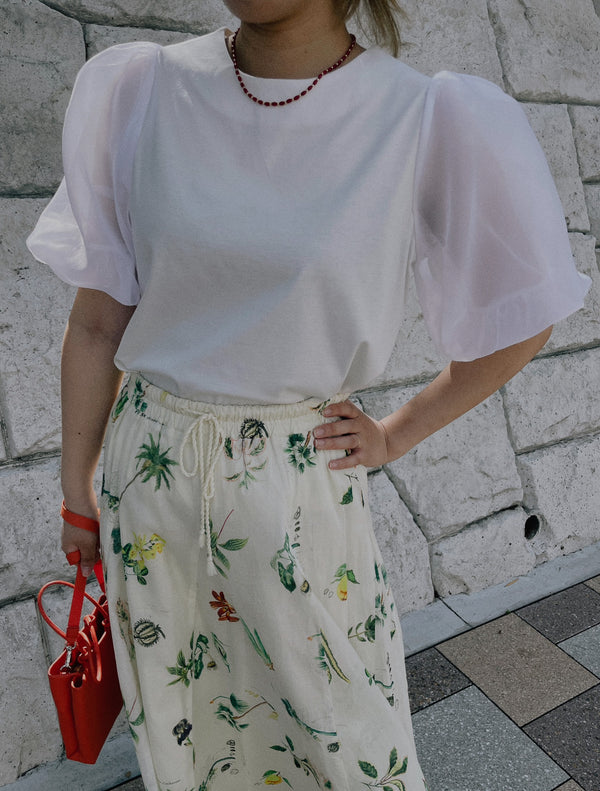 【Summer SALE!!】Balloon Sleeve T-Shirt [603393] off(01)