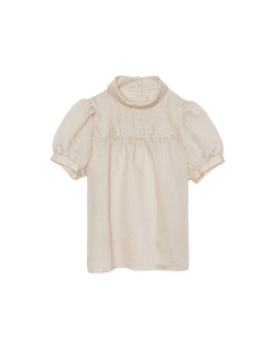 【SALE/50%0ff】Stripe Half Sleeve Blouse [603392] light beige