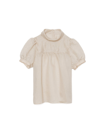 【Summer SALE!!】Stripe Half Sleeve Blouse [603392] light beige(05)