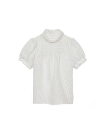 【SALE/50%0ff】Stripe Half Sleeve Blouse [603392] off