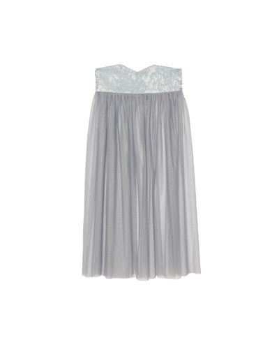【Summer SALE!!】Jacquard × Tulle Skirt [603390] blue grey(80)